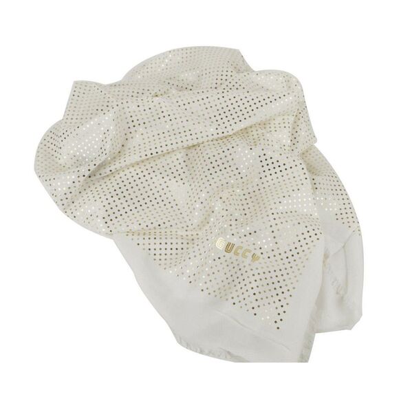 Gucci Women's White Modal / Cashmere "GUCCY" Star Print Large Square Scarf - Picture 1 of 7